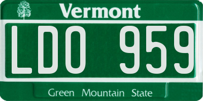 VT license plate LDO959