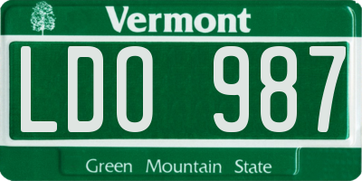 VT license plate LDO987