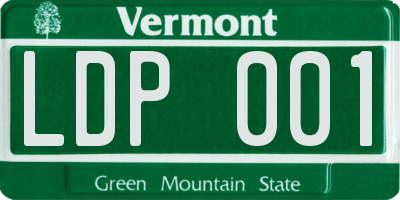 VT license plate LDP001