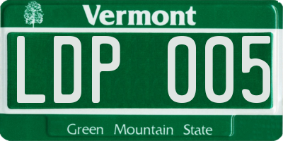 VT license plate LDP005