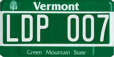 VT license plate LDP007