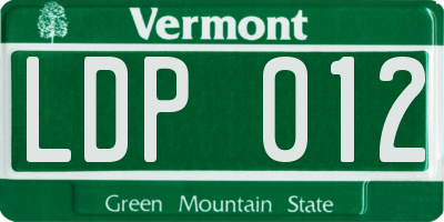 VT license plate LDP012