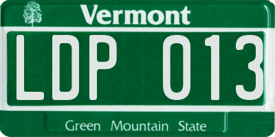 VT license plate LDP013