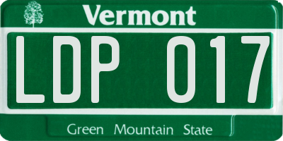 VT license plate LDP017