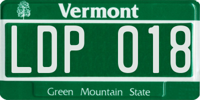 VT license plate LDP018
