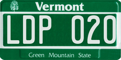 VT license plate LDP020