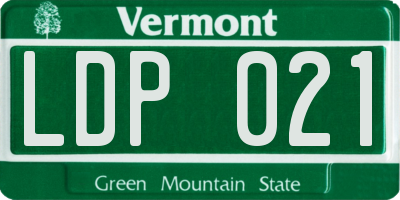 VT license plate LDP021