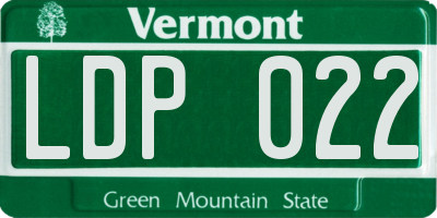 VT license plate LDP022