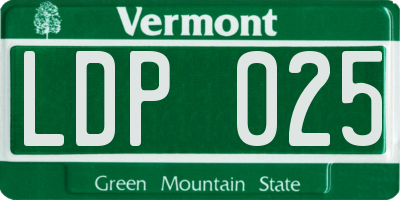VT license plate LDP025