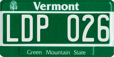 VT license plate LDP026