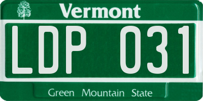 VT license plate LDP031