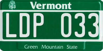 VT license plate LDP033