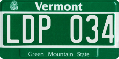 VT license plate LDP034