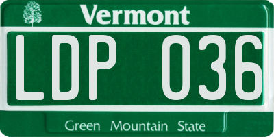 VT license plate LDP036