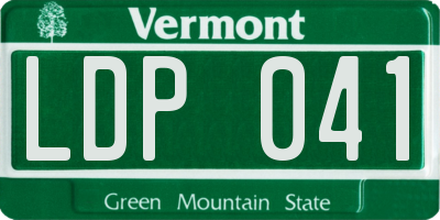 VT license plate LDP041