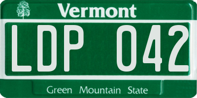 VT license plate LDP042