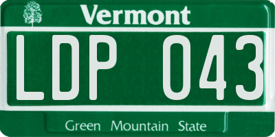 VT license plate LDP043