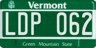 VT license plate LDP062