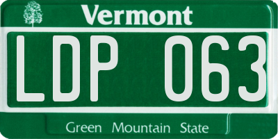 VT license plate LDP063