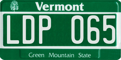 VT license plate LDP065