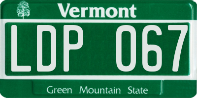 VT license plate LDP067