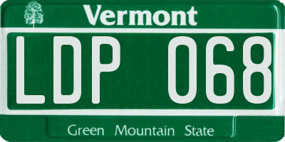 VT license plate LDP068