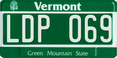 VT license plate LDP069