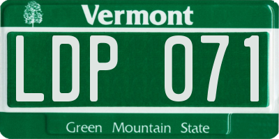 VT license plate LDP071