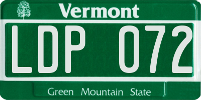 VT license plate LDP072