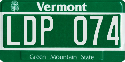 VT license plate LDP074