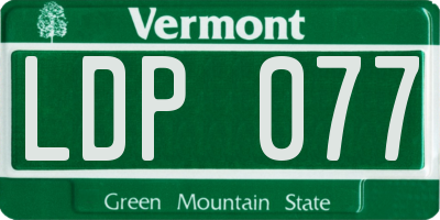 VT license plate LDP077