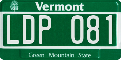 VT license plate LDP081