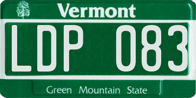 VT license plate LDP083