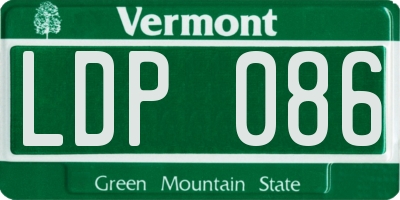 VT license plate LDP086
