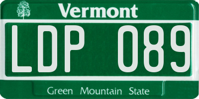 VT license plate LDP089