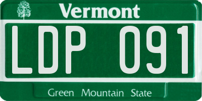 VT license plate LDP091