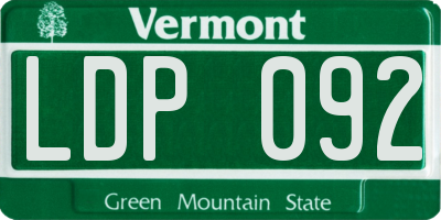 VT license plate LDP092