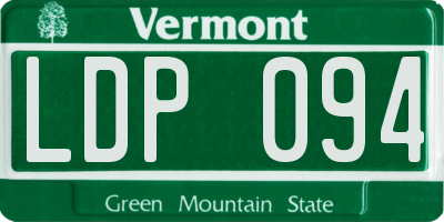 VT license plate LDP094