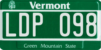 VT license plate LDP098