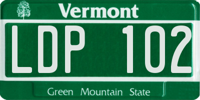 VT license plate LDP102