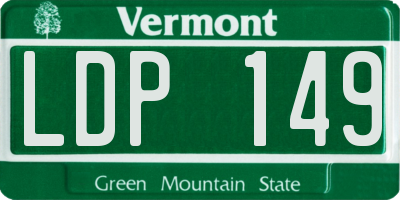 VT license plate LDP149