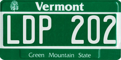 VT license plate LDP202