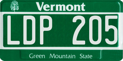 VT license plate LDP205