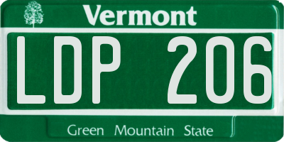 VT license plate LDP206