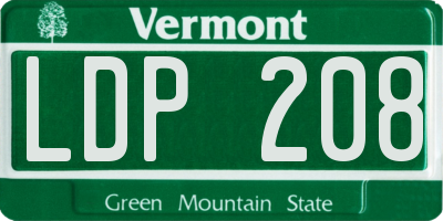 VT license plate LDP208
