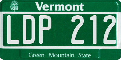 VT license plate LDP212
