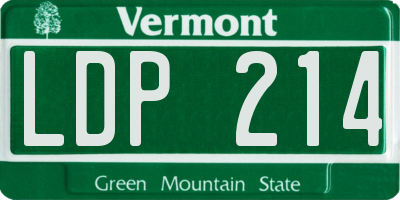 VT license plate LDP214