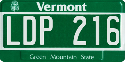 VT license plate LDP216