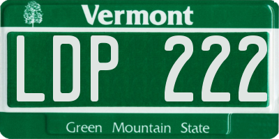 VT license plate LDP222