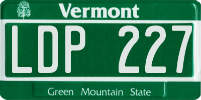 VT license plate LDP227